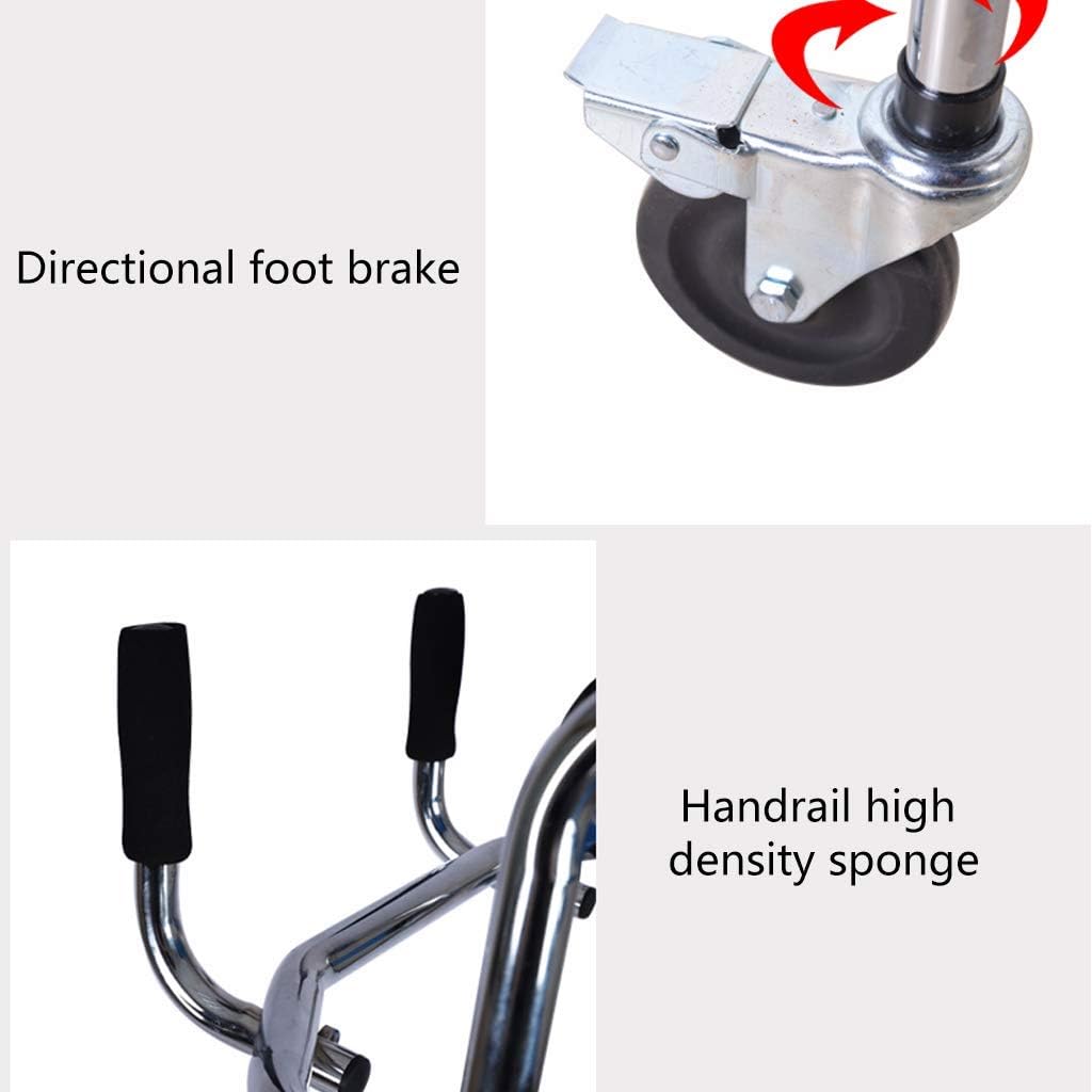 HTLLT Walking Aid Medical Instruments Walker Foldable Adult with Brake Function and 4-Wheel Drop-Proof Height-Adjustable Double-Squat Under-Supporting Walking Frame for Elderly and Disabled,84 Rounds : Health & Household
