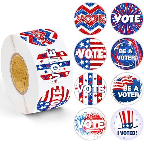 Lesnala 1000 Pcs Voting Stickers Self Adhesive Patriotic Tags 8 Styles