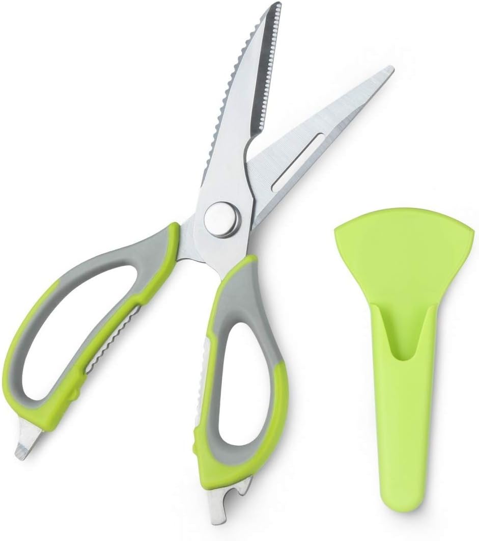 Premium New Style Multi-purpose & Multi-functional Kitchen Shears, Stainless Steel Shears, Soft Grip, Come Apart, Heavy Duty Kitchen Scissors