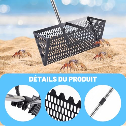 Outil léger pour plage et animaux éliminant les débris de sable facilement