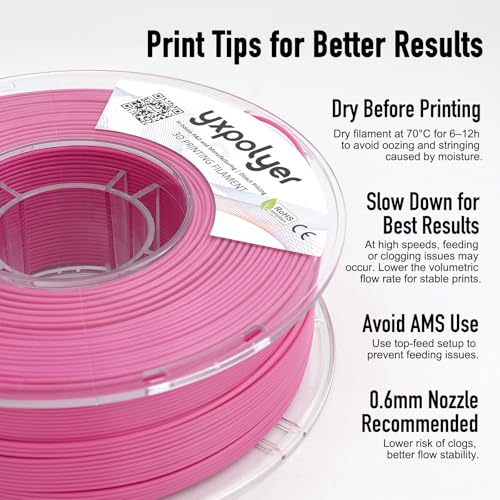 Image of YXPOLYER Flexible PLA Food-Grade 92A Soft PLA 3D Printer Filament 1.75mm 1KG for Printing Dog Chew Toys and Highly Elastic Bouncy Airless Basketball Pet Ball, Pink