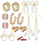 Quelay 8 Pairs Sports Earrings for Women Jewelry Gifts for Sport Lovers Mom Ladies Game Day Accessories(Baseball Earrings)