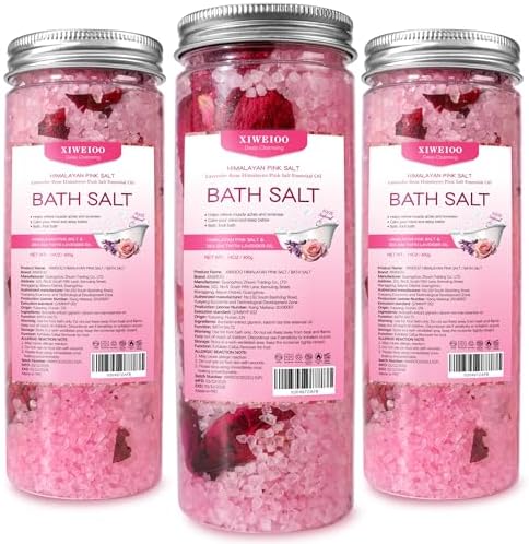 Bath Salts Kit Pack of 3 Natural Himalayan Pink Salt Bath Salts G...