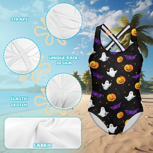 Printed one Piece Swimsuit,Girls Quick Dry Bathing Suits,Beach Surfing Crossback Swimsuits for Girls 5-14Y3