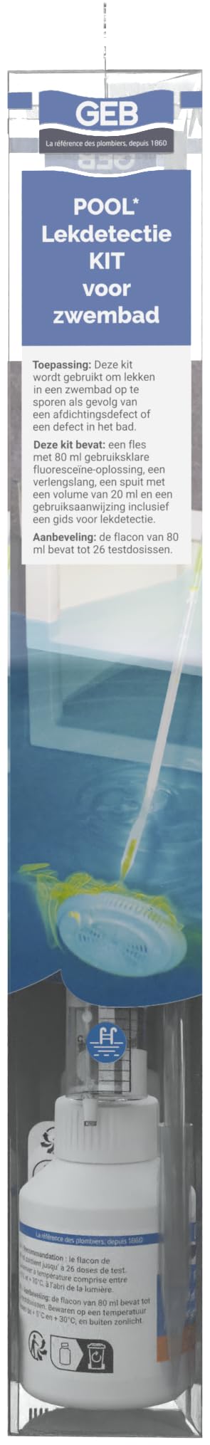 GEB Kit de detección de fugas para piscina y spa. Listo para usar, fácil de usar y reutilizable hasta 26 pruebas, amarillo