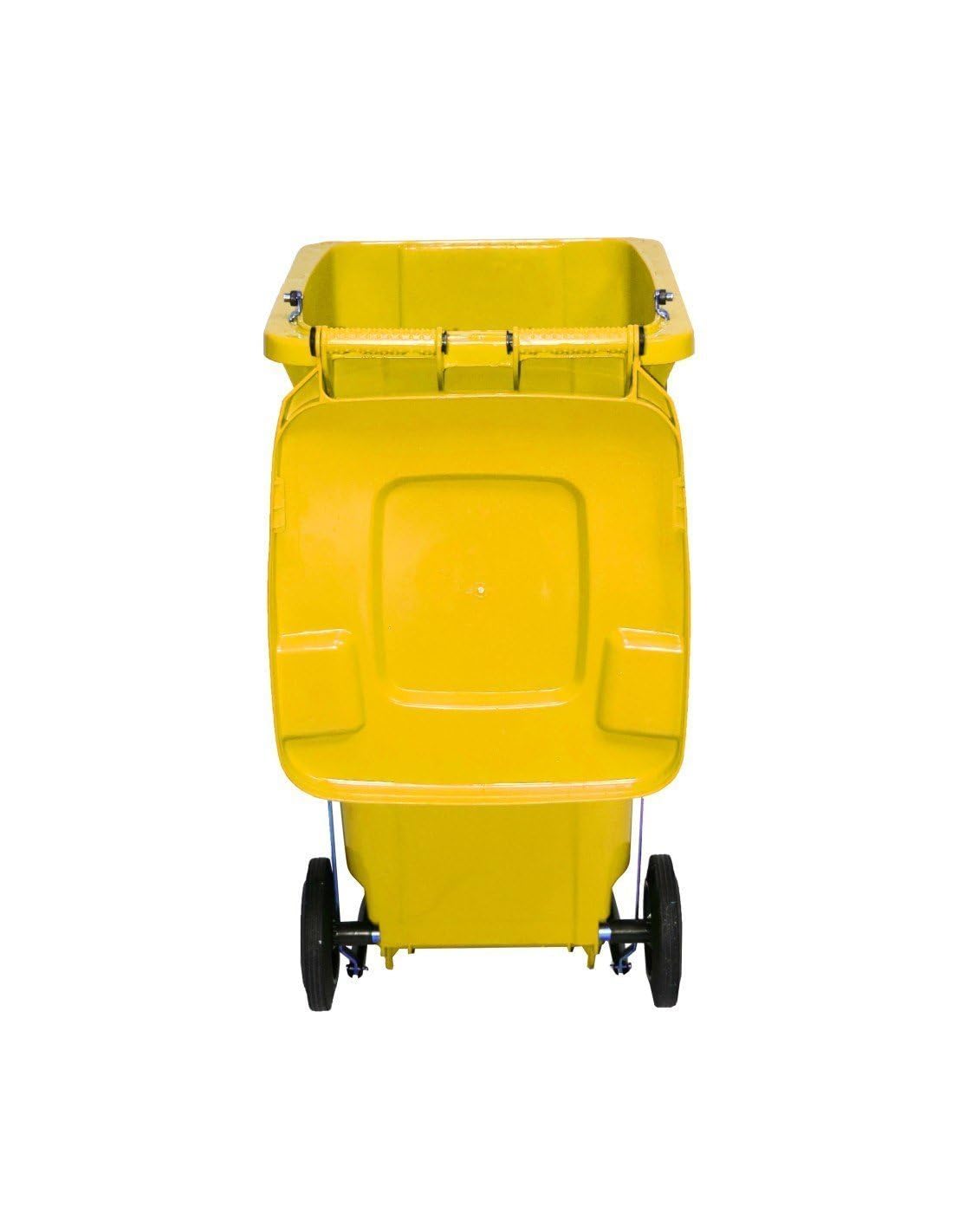 JARDIN202 - Cubo de Basura 120 Litros con Pedal y Ruedas | Contenedor de Basura Robusto con PEDAL | 120 L (Amarilla)