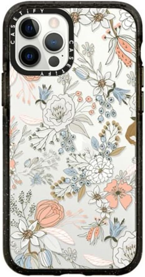 CASETiFY Impact Case for iPhone 12/ iPhone 12 Pro - Abstract Modern Coral - Clear Black