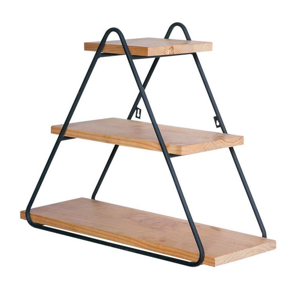 Buy Wall Shelves, Wood Triangle Floating Shelves Decorative Wall Shelf with Iron Storage Display