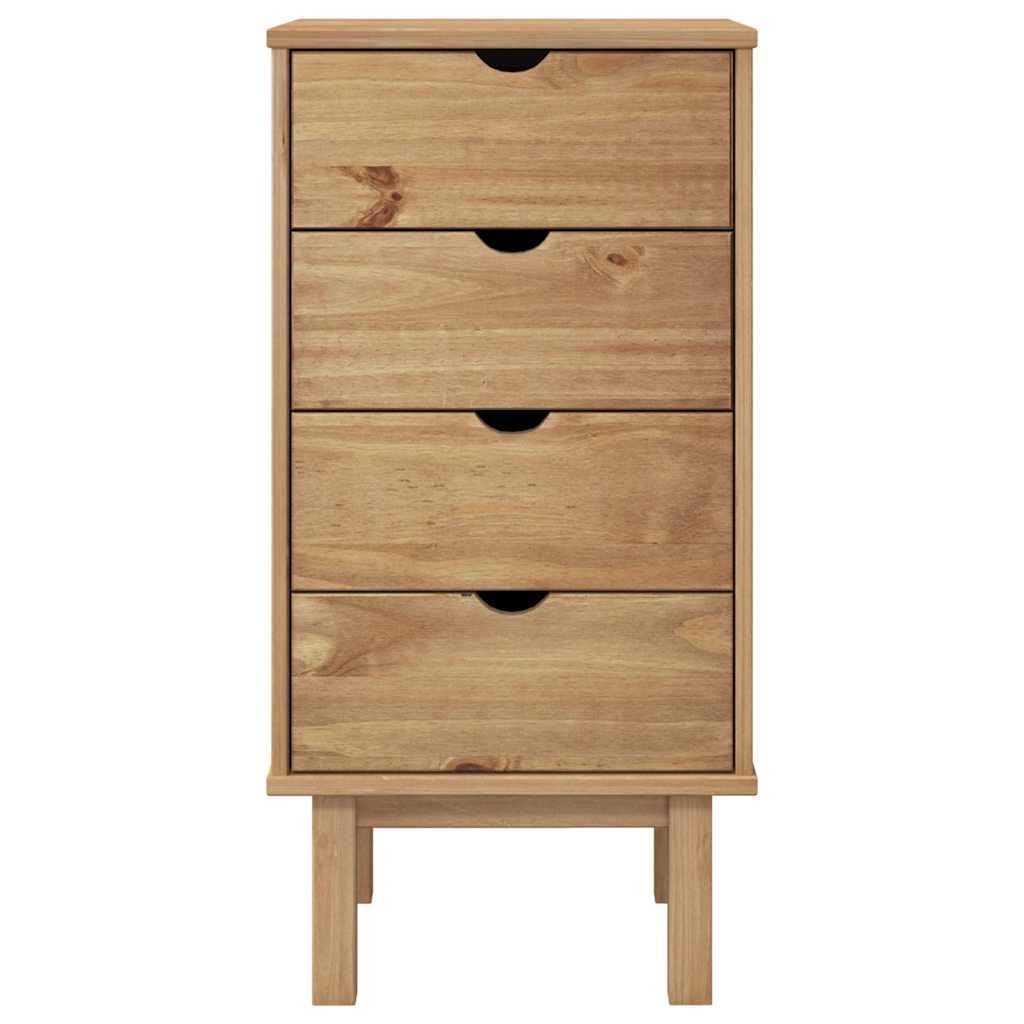 Cassettiera OTTA, 45 x 39 x 90 cm, in legno di pino massiccio, con 4 spaziosi cassetti, stile scandinavo, piano superiore stabile, ideale per soggiorno, camera da letto, corridoio, con