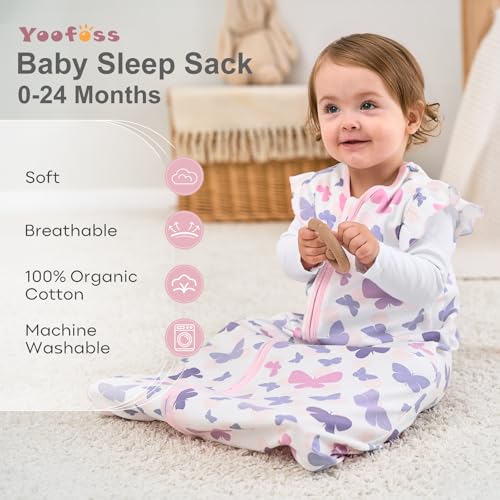 Image of Yoofoss Baby Sleep Sack 18-24 Months Wearable Blanket for Babies 100% Organic Cotton 2-Way Zipper TOG 0.5 Toddler Sleeping Sack 3 Pack, Comfy Lightweight Sleep Sacks