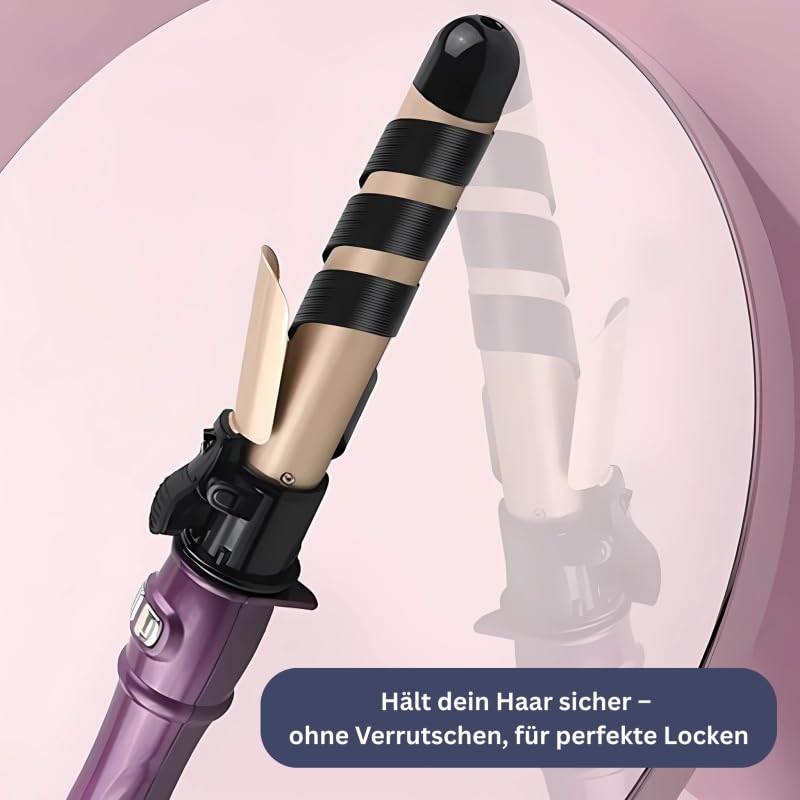 gesundpur SilkWave One –Rotierender Keramik-Lockenstab Professioneller Langer Rotierender Lockenstab 28mm - unterschiedl. Temp., für seidig-glänzende Locken & Wellen