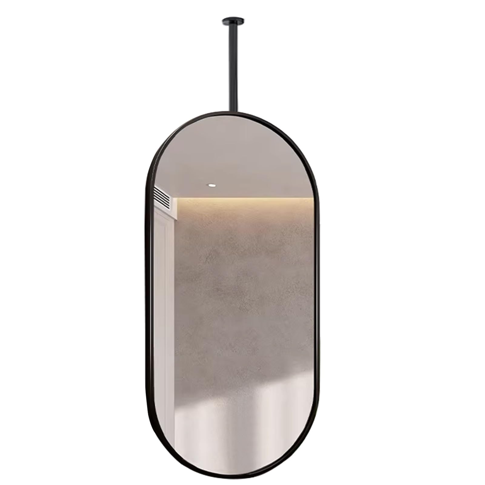 FGXHHS Oval Ceiling Hanging Mirror, Black Metal Frame Mounted Vanity Mirror Home/Hotel/Bathroom Decor HD Glass Mirrors(50cmx100cm)