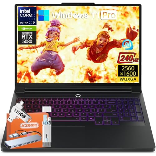 Image of Lenovo Legion Pro 7i Gen 10 Gaming Laptop 2025, GeForce RTX 5080 16GB GDDR7, Intel Ultra 9 275HX 24-Core 5.4GHz, 16 inch WQXGA OLED 500nits 240Hz, 32 GB DDR5, 2 TB SSD, Wi-Fi 7, Win11 Pro, w /Accessories