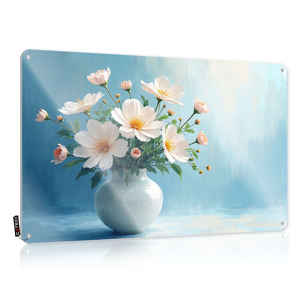 Fzfn Colour Cottage, Plaques Hallway Accessory A Bouquet Of White Flowers In A Vase. | Rustic Funny Wall Art(30X40cm)