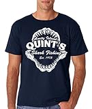AW Fashions Quint's Shark Fishing Amity Island Jaws Funny 70's Movie Premium Men's T-Shirt (X-Large, Navy)