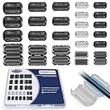 JoTownCand 24Pcs Ferrite Beads, Snap-On Ferrite Choke Core Kit for USB/Audio/Power Cable Noise Reduction | EMI RFI Filter (3.5-13mm)