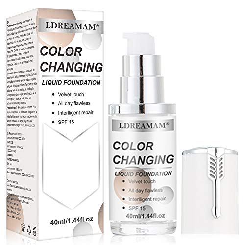 Liquid Foundation Cream,Flawless Foundation,Warm Skin Tone Flawless Colour Changing Foundation Makeup,Concealer Cover Cream,Base Nude Face Moisturizing Liquid Cover Concealer for Women Girls - Thumbnail 3