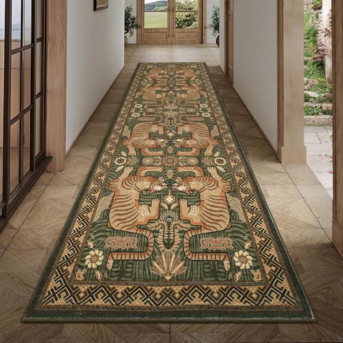 GarveeHome Tiger Print 2.5'x8' Washable Non Slip Runner Boho Hallways Rugs