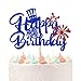 Ferastar 4th of July Happy Birthday Cake Topper, 4th of July Decorations, Patriotic All Age of Birthday Decorations Blue Red Glitter