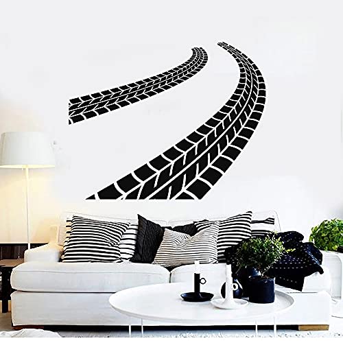 QIANGTOU Traces de pneus Stickers Muraux Conducteur Garage Décoration De Voiture Vinyle Stickers Muraux pour Salon Chambre Décor Accessoires 54x67cm Cover
