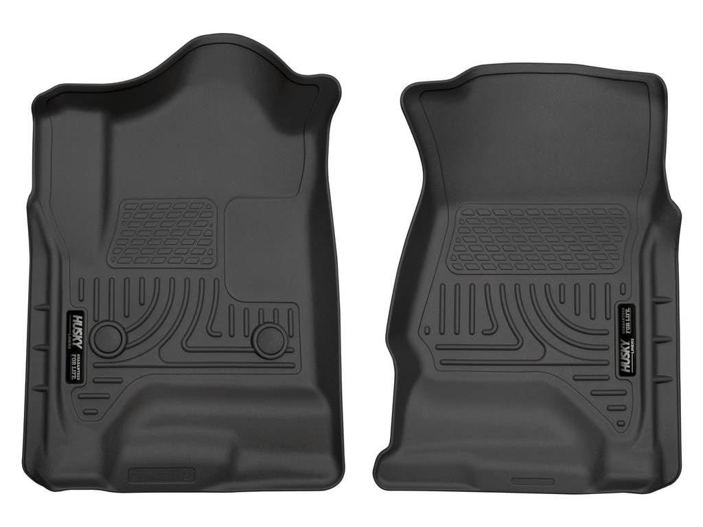 Husky Liners Weatherbeater Floor Mats | Fits Various 2014-2020 Chevrolet Silverado, GMC Sierra, Cadillac Escalade & ESV, Yukon & XL, Suburban, Tahoe (See Description) | Front Row, 2-pc Black - 18231