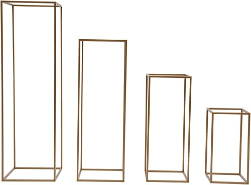 Miniatura 6 de Paquete de 4 soportes dorados para flores de boda, soporte de columna de metal para jarrón geométrico, jarrón de flores de boda, centro de mesa de