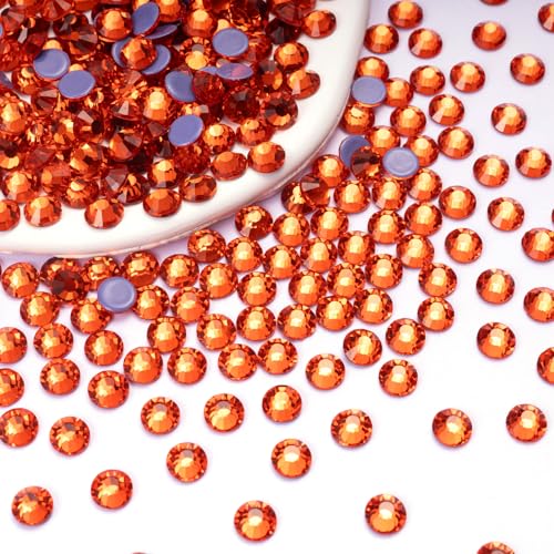 Image of Hotfix Rhinestones Bulk 1500PCS SS12 (3.0-3.2mm), Orange Glass Rhinestones for Clothes, Tumblers, Shoes DIY, Heat Transfer Flatback Gems for Crafts & Decoration