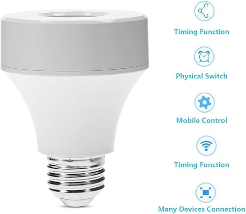 Miniatura 5 de Adaptador de enchufe de bombilla con control de teléfono inteligente WiFi, base de bombilla inalámbrica, interruptor de soporte de lámpara