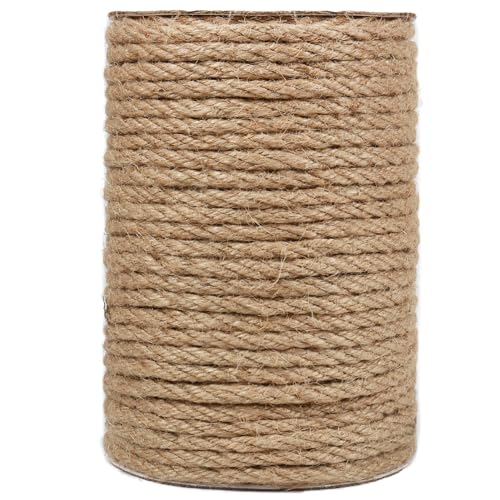 Image of Tenn Well 164ft 6mm Jute Rope Strong Thick for Cat Scratching Post | Strong thick twine rope for crafts, gardening, bundling, home /Christmas decor