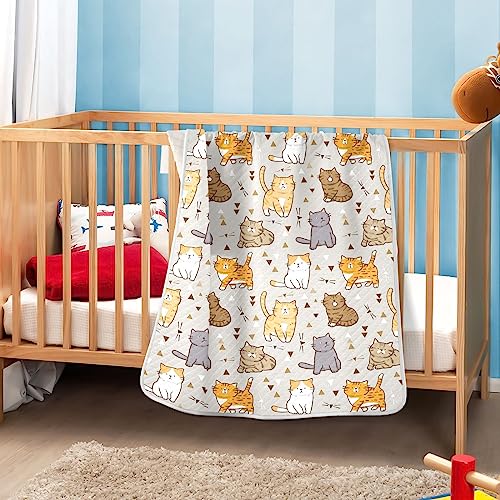 Image of vvfelixl Swaddle Blanket Cartoon Cat Cotton Blanket for Infants Receiving Blanket Lightweight Soft Swaddling Blanket for Crib, Stroller, Nursery Blankets, 30X40 in