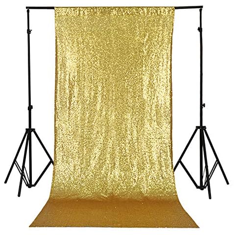 TRLYC Gold Sequin Backdrop Background 4x7ft Sparkle Gold Photography Backdrop Photo Background for Wedding Party Baby Shower Christmas Cover