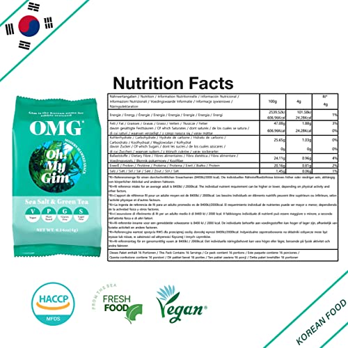 Oh! My Gim Seaweed Snack, Meersalz & Grüntee, Vegan Gesunde Seetang Snacks, Südkorea Premium Getrocknete Algen Chip, Trockenes Gemüse Seealgen Chips, Koreanische Lebensmittel (Matcha&Meersalz)
