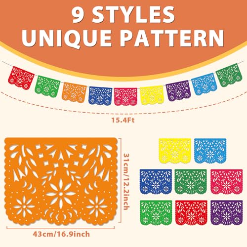 Image of 6 Pack Mexico Papel Picado Banner Fiesta Party Banner Wedding Fiesta Party Dia De Los Muertos Cinco De Mexican Mayo Decor,Papel Picado Mexicano para Decoration