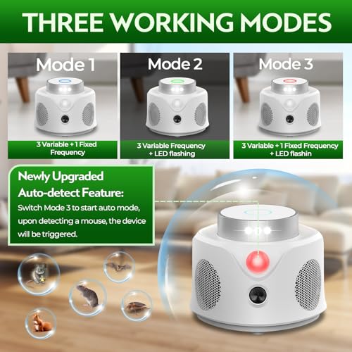 Mouse Repellent Ultrasonic Plug in, 2026 Upgraded Mice Repellent Indoor Ultrasonic Pest Repeller, 360° Ultrasonic Rodent Repellent with PIR Sensor & LED Strobe Light for Indoor — view 5