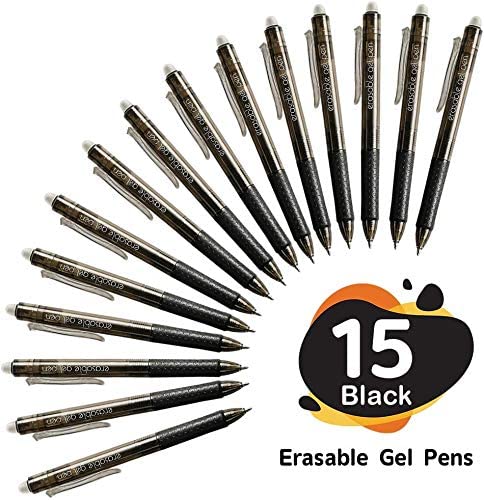 Erasable Gel Pens, 15 Pack Black Retractable Erasable Pens Clicker, Fine Point, Make Mistakes Disappear, Black Inks For Writing Planner And Crossword Puzzles… #TOP1