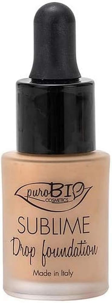 PUROBIOCertified Organic Second-Skin Sublime Drop Liquid Foundation with argan oil, antioxidants, vitamins. Medium-Full Coverage. Medium Skin Tones - 03. VEGAN.ORGANIC.MADE IN ITALY.0.5FL.OZ