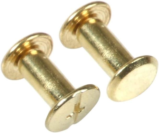 Chicago Screws， Leather rivets, 50pcs M54-125mm Copper Plated Binding Chicago Screws Nail Rivet Studs Snap Books Butt Screw Photo Album Binding Screw(25mm)
