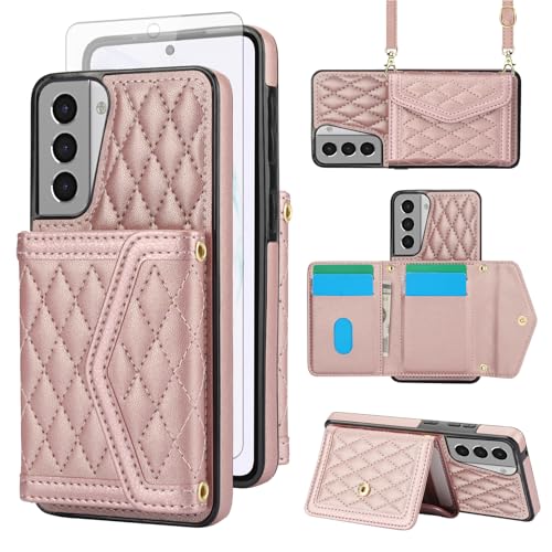Coque Samsung S21 5G anti-rayures avec porte-carte RFID pour femme