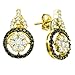 Dazzlingrock Collection 1.09 Carat (ctw) 14k Round White & Black Diamond Ladies Fashion Drop Earrings, Yellow Gold
