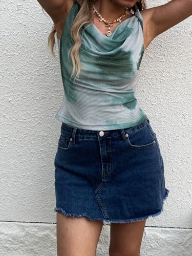 Women's Off The Shoulder Top Sleeveless Twist Strap Slim Fit Tie-Dyed Stretchy Tank Top Y2K Casual T Shirts3