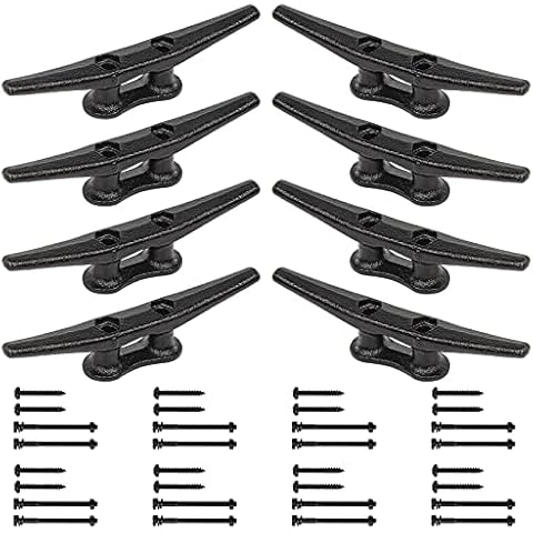 WTMORE 6 Inch Boat Cleat, Electrophoretic Coated Black Dock Cleat- Ideal for Boat Docks, Deck, Rope Cleat, or Decorative Applications, Hardware Included (8Pack) Cover