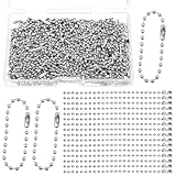 100 PCS Ball Bead Chain, 10cm / 3.9 Inch Long Stainless Steel Silver Ball Chain Keychain Metal Small Bead Chains with Connectors Balls Beads Chains Extension for Tag Jewelry Making Hanging Decoration