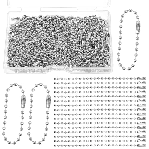100 PCS Ball Bead Chain, 10cm / 3.9 Inch Long Stainless Steel Silver Ball Chain Keychain Metal Small Bead Chains with Connectors Balls Beads Chains Extension for Tag Jewelry Making Hanging Decoration