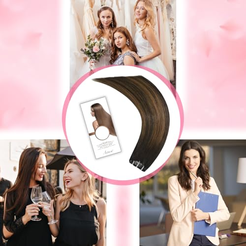 Aison 18 Inch Clip in Hair Extensions Remy Human Hair Balayage Hair Extensions Dark Brown to Chestnut Brown 75G/7Pcs Soft Straight 16clips for Women by Aison - Image 9