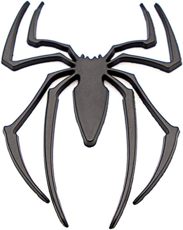 2pcs 3D Spider Emblem Car 3D Logo Metal Chrome Spider Badges Sticker (Black)