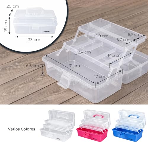 Miniatura 5 de Hmf Costurero Con 3 Niveles, Caja Clasificadora Para Piezas Pequeñas 33 X 20 X 15 Cm Transparente