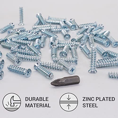 SKIR'CO (50 pcs) Zinc Plated Euro Screws 6.3 x 24 mm, Drawer Runner Screws, Flat Countersunk Head, Hinge Screws - Image 3