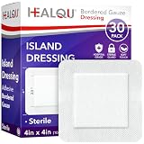 HEALQU Island Dressing - 4'x4', 30 Count - Bordered Gauze Sterile Individually...