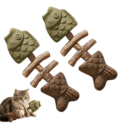 ATTDX Sterling Whiskers Cat Chew Catnip and Silvervine Chew Cleaning Stick Help Your Cat Clean Its Teeth While Playing (2PCS)