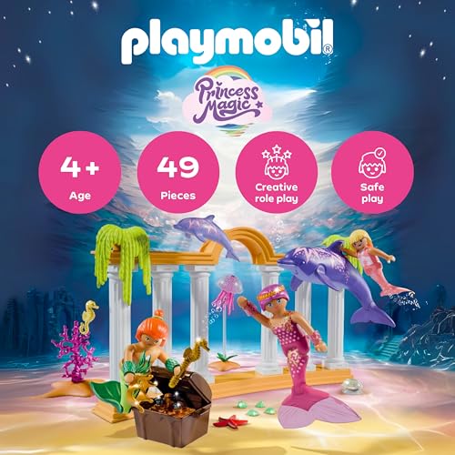 Playmobil | Promo Pack | Mermaid Treasure with Dolphins | Toy from 4 years | Gift for children | Encourages creativity & magical role play | Fairytale underwater adventure with figures | 71861